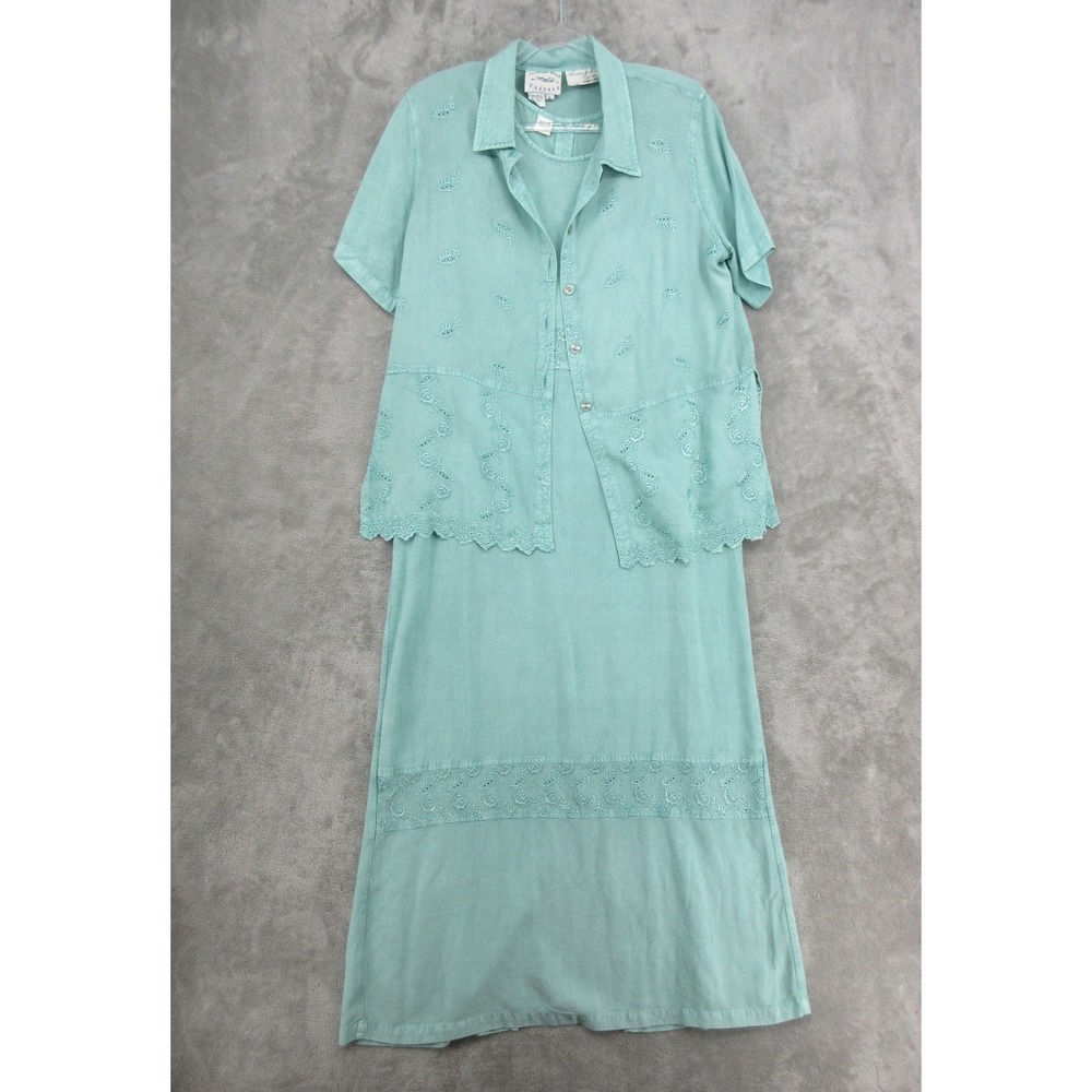 Country Wear Casuals Dress Womens L Boho Prairie Cottage Maxi Modest Jacket